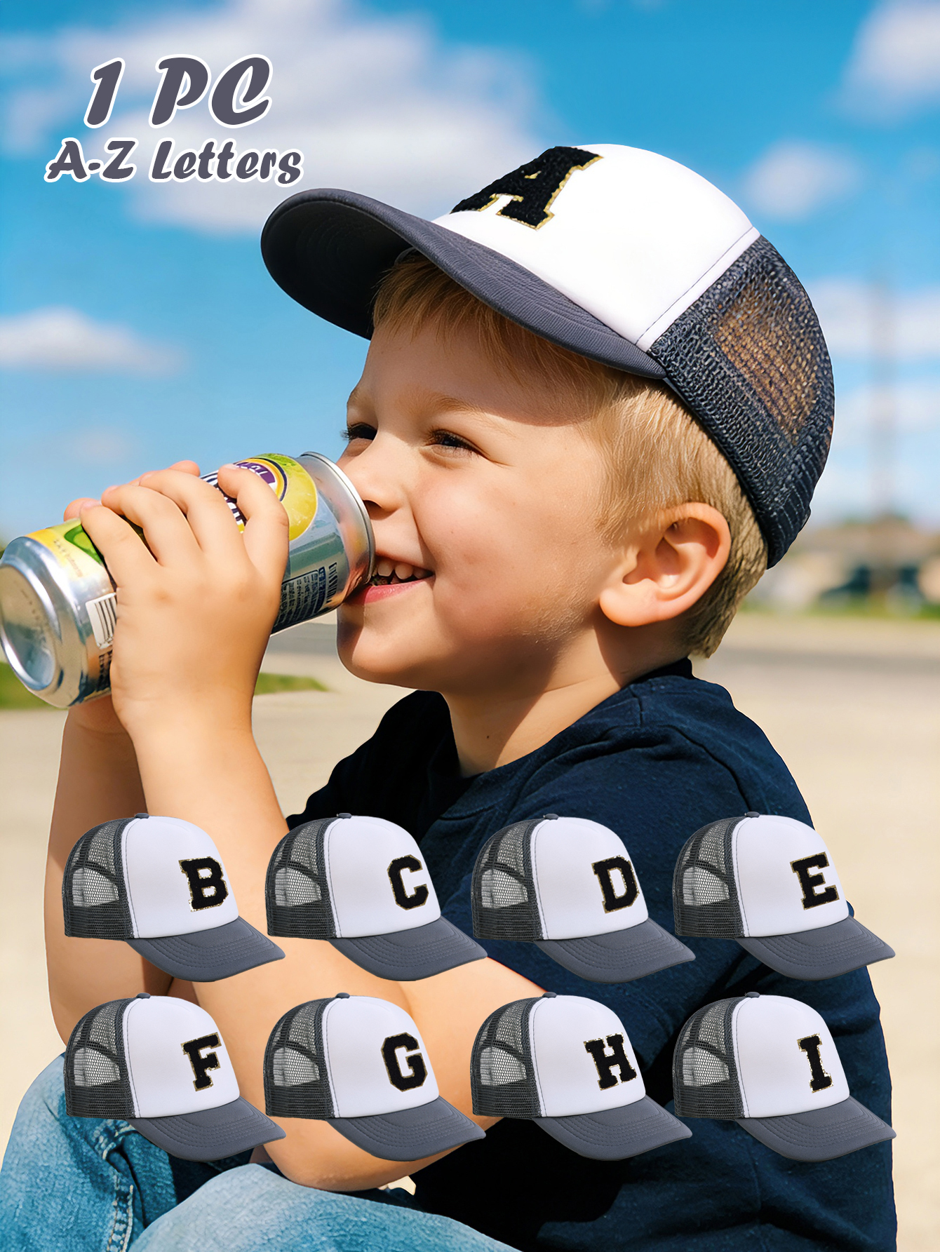 Baby Products For Summer - 1pc Gray Hat With 26-Letter Pattern,