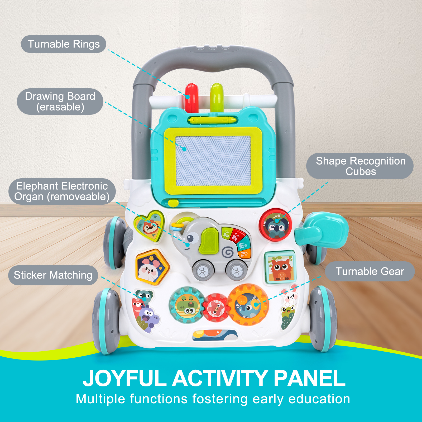 Cartoon Baby Push Walker Toy w – Baby Walker Activity Bewertung und Preis