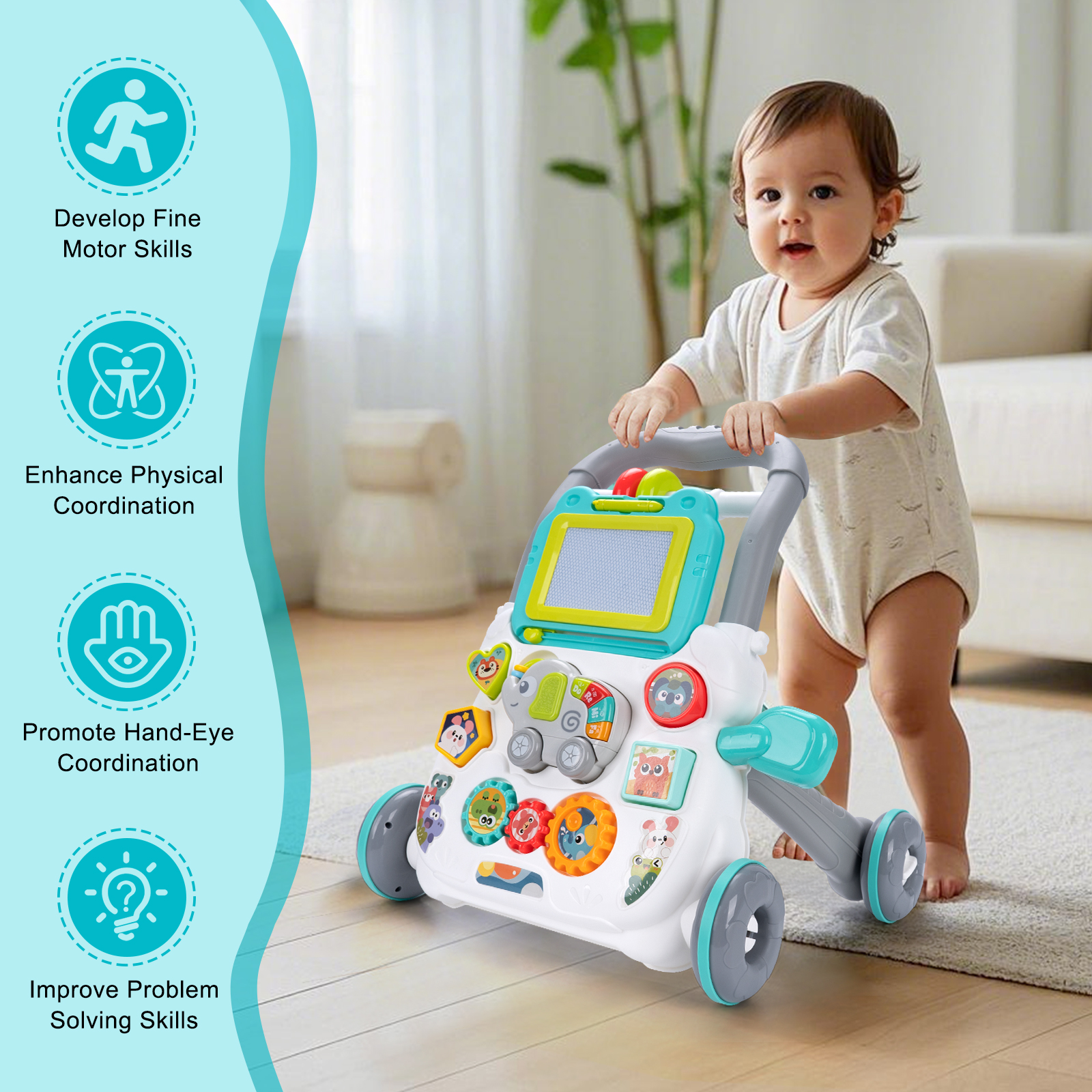 Cartoon Baby Push Walker Toy w – Baby Walker Activity Bewertung und Preis