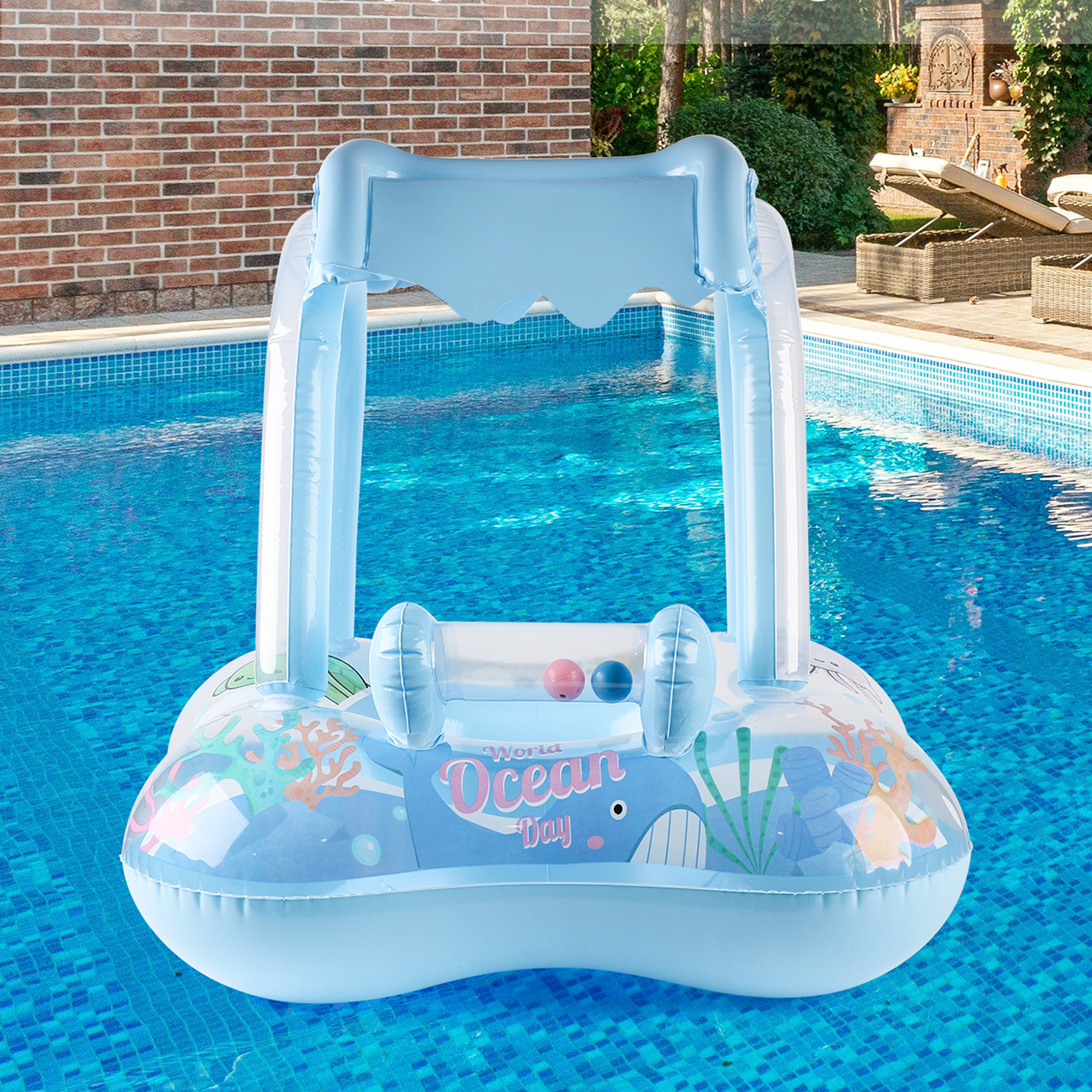 1pc Pool floats with canopy fo – Baby Swimming Floater Bewertung und Preis