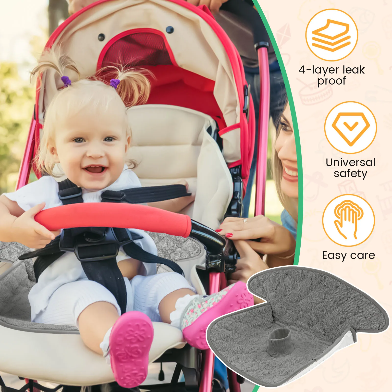 2 Pcs Baby Piddle Pad Polyeste – Infant Car Seat Cover Bewertung und Preis